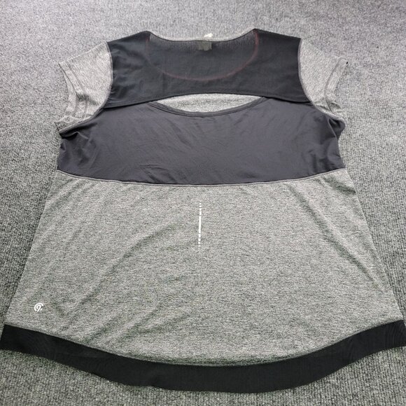 Champion C9 Womans Large Open Back Cut Out Gray Black Mesh Accent Athletic Top - Picture 6 of 13